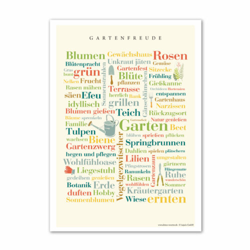 Poster mit schönen Begriffen zum Thema Garten
